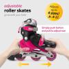 imageNew Bounce Roller Skates for Little Kids  Shoe Size EU 2831 US Kids Junior Size 811 2in1 Roller Skates for Girls Converts from TriWheel to Inline Skates  Rollerskates for BeginnerPink