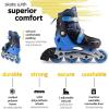 imageNewBounce Adjustable Inline Skates for Girls and Boys  for Kids Teens and Young Adults Outdoor Roller Skates for Boys Ages 812 for Beginners ampamp Advanced  BlueSmall