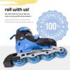imageNewBounce Adjustable Inline Skates for Girls and Boys  for Kids Teens and Young Adults Outdoor Roller Skates for Boys Ages 812 for Beginners ampamp Advanced  BlueMedium