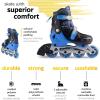 imageNewBounce Adjustable Inline Skates for Girls and Boys  for Kids Teens and Young Adults Outdoor Roller Skates for Boys Ages 812 for Beginners ampamp Advanced  BlueMedium