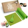 imageSushi Making Kit  Silicone Mat Rice Paddle Cutting Mold Recipe Book 7x7 Inch Green Solid Dishwasher Safe Sushi Making Plate9x95 Inch