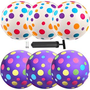 imageNew Bounce Bouncy Balls for Kids  Playground Balls  Set of 6 Balls with Pump  85quot Ball for Children Toddlers and PetsPolka Dots