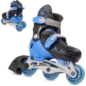 imageNew Bounce Roller Skates for Little Kids  Shoe Size EU 2831 US Kids Junior Size 811 2in1 Roller Skates for Girls Converts from TriWheel to Inline Skates  Rollerskates for BeginnerBlue