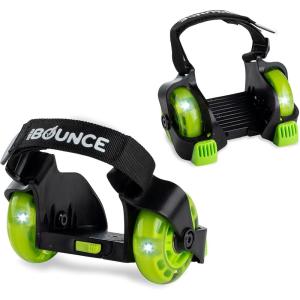 imageNewBounce Heel Wheel Skates with Lights  Jet Wheelies for Shoes  Adjustable Roller Heel Skates for Kids  One Size Fits MostGreen