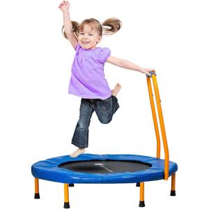 imageNewBounce Mini Trampoline  Foldable Trampoline for Children and Adults  Fitness Rebounder Trampoline  Holds Up to 150220 Lbs36 with Handlebar